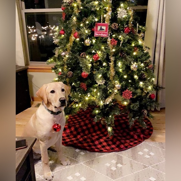 Buffalo Plaid Christmas Tree Skirt Traditional Buffalo Plaid Red & Black 48” NEW - Picture 5 of 6